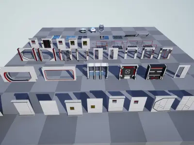 SciFi Modular Walls 47 Assets Low-poly 3D model