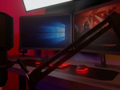 Gaming Room Setup Model Low-poly 3D model