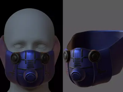Gas mask helmet 3d model scifi Low-poly  Low-poly 3D model 410
