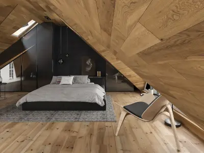 Mansard bedroom 3D model