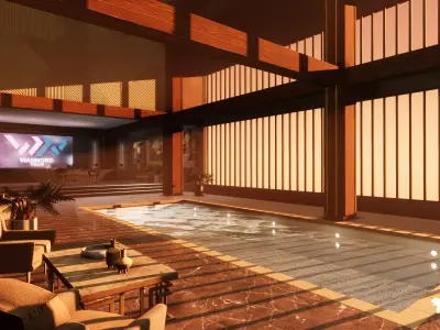 Modern Office Environment Low-poly 3D model