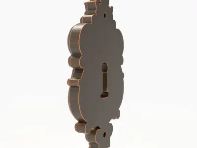 Baroque Keyhole Escutcheon Ornate Scrollwork Door Lock Plate 3D print model