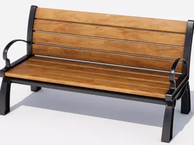 Park Bench Low-poly 3D model 9