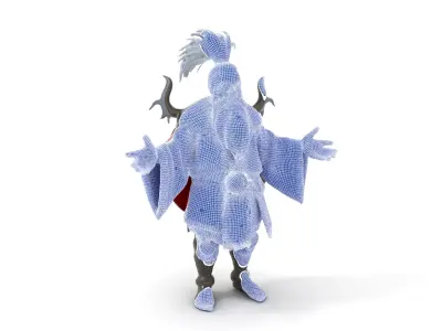 Elderly Warrior Viking Character with Antlered Cloak Rigged a... Low-poly 3D model