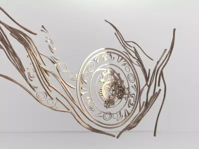 Steampunk pattern wall design  Low-poly 3D model