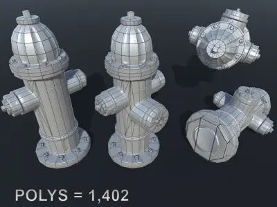 Fire Hydrant Low-poly 3D model