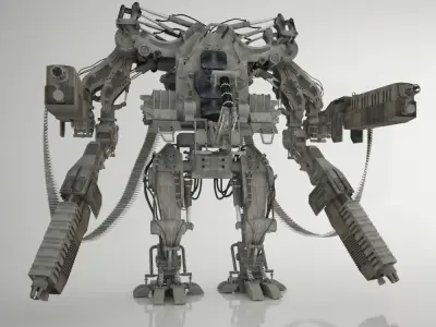 ROBOT-X metal robot with two guns 3D model