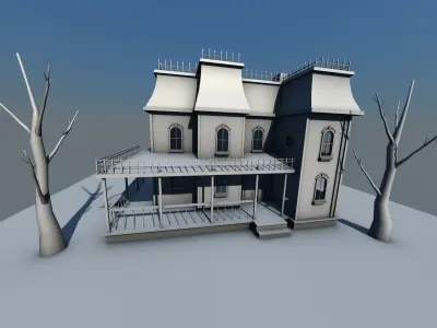 Low Poly Haunted House  Low-poly 3D model