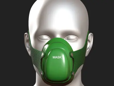 Gas mask respirator scifi futuristic 3d model  Low-poly 3D model