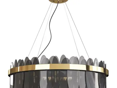 PIERRE chandelier with glass and gold metal Low-poly 3D model