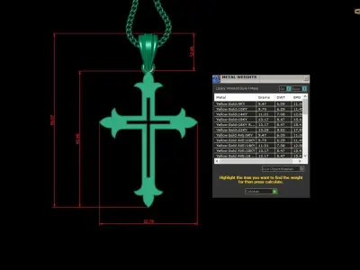High Cross Pendant Light Gold 18K 4CP053 3D print model