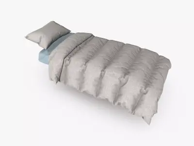 Blanked Single Bed 3D model