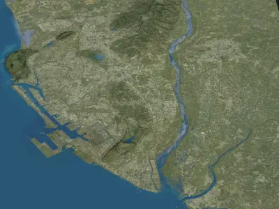 Kaohsiung - Topography Terrain Low-poly 3D model