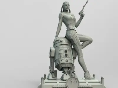 Princess Leia and R2D2 3D print model