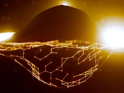 Futuristic Digital Landscape with Network Connections 3D model