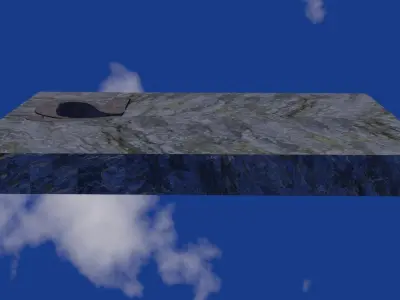 Stone wall with window in Chinese text shape Low-poly 3D model