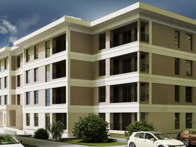 Modern Residential Apartment Building 4 Floor Exterior 3D model