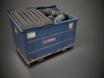 Dumpster and Garbage Bags Low-poly 3D model Low-poly 3D model