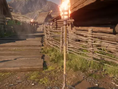 Medieval Viking Standing Torch - Game Ready PBR Asset Free low-poly 3D model