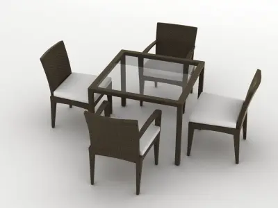 Dedon Panama Dining Set 3D model