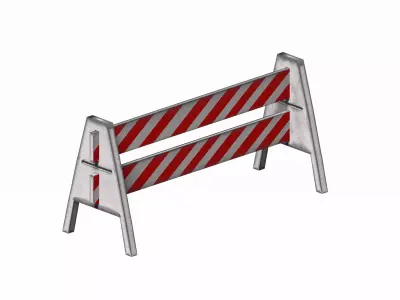 Triangle feeted short strip traffic barrier Low-poly 3D model