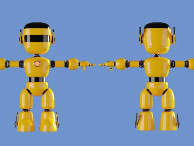 Simple Cute Cartoon Robot Character 3d Model 3D model
