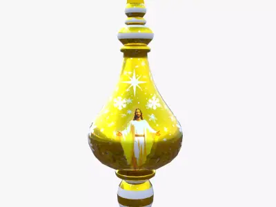 Christmas Ornament Gold Bauble PBR Holiday Decoration 3D Model Low-poly 3D model purchase