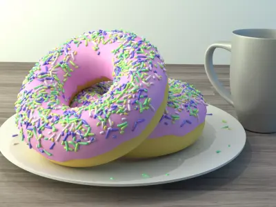 a dounut and a mug 3D model