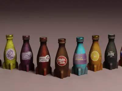 Nuka cola set Low-poly 3D model