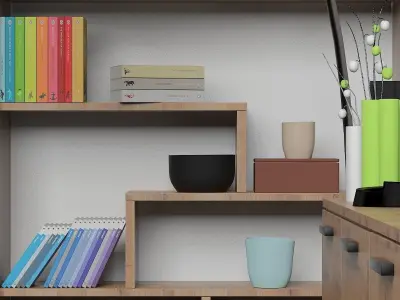 Bronx living room with furniture and bookshelves 3D model