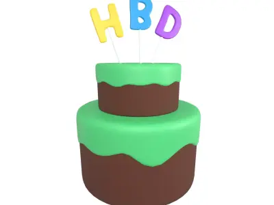 Birthday Cake v1 007 Low-poly 3D model