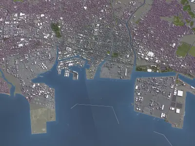 Yokkaichi - 3D City Model Low-poly 3D model