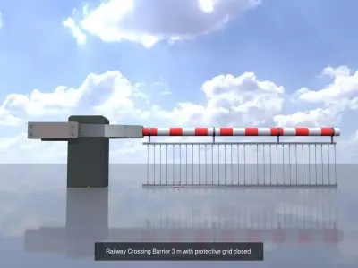 All Railway Crossing Barriers with protective grid closed  3D Model Pack
