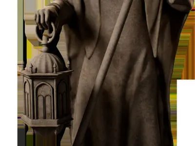 Holy Priest Statue Game-Ready 3d model Low-poly 3D model