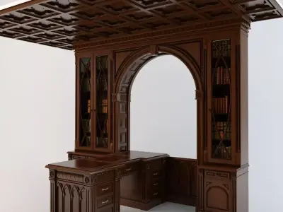Cabinet bookcase with arched door 3D model
