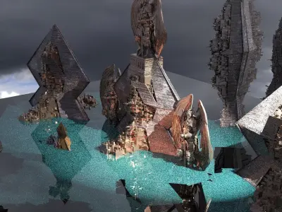 RA Gods City Floating Pyramids Kit bash 2  3D model