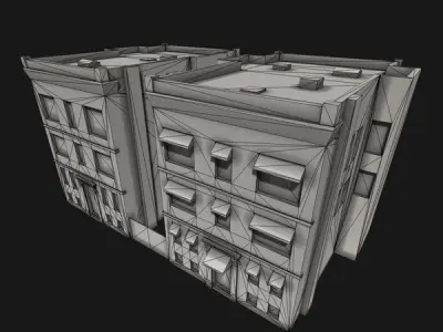 Two Downtown Buildings Low-poly 3D model