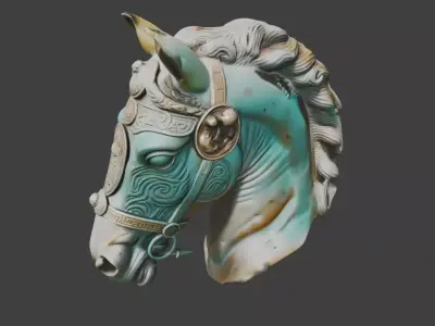 Majestic Ceremonial Horse Bust Low-poly 3D model