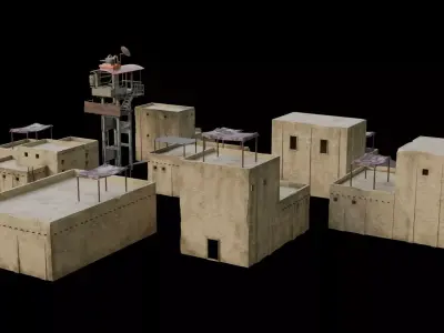 Modular Desert Village Pack Low-poly 3D model