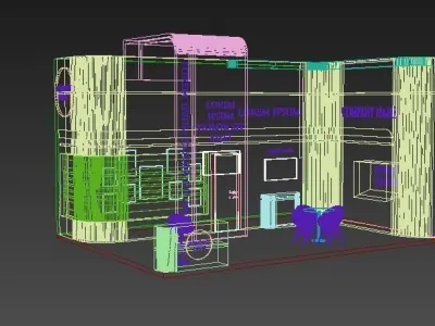 Booth Exhibition Stand Stall 8x6m Height 500 cm 2 Side Open 3D model