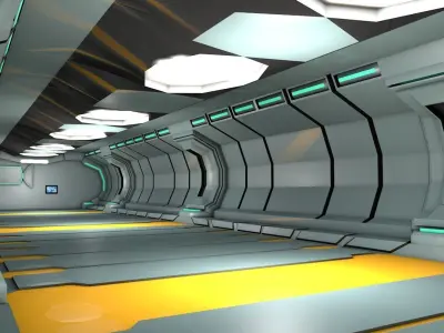 sci fi corridor 3D model 14