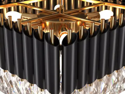 Black Gold Square Crystal Ceiling 3D model