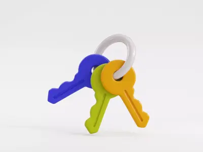 Bunch of keys Low-poly 3D model
