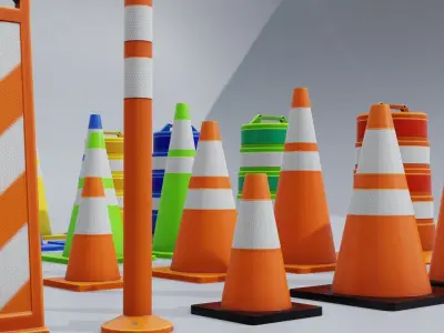 Generic props stylized traffic cones Low-poly 3D model