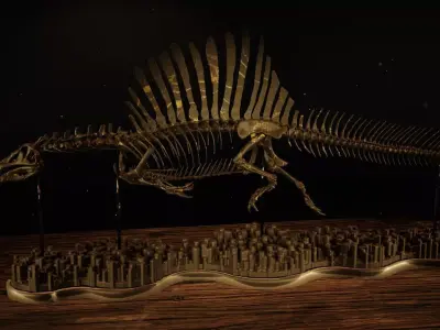Spinosaurus Diorama Swimming Skeleton 3D print model