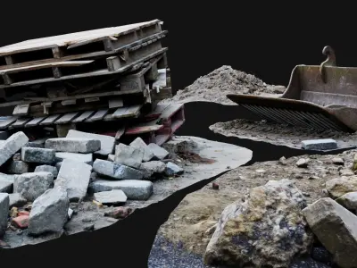 Roadworks Construction Scenery Props 3D Model Pack