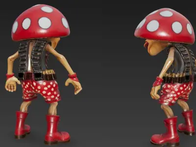 Mushroom Man Rigged Stylized Fantasy Character 3D Model 3D model