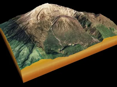 Mount Meru 3d terrain Low-poly 3D model