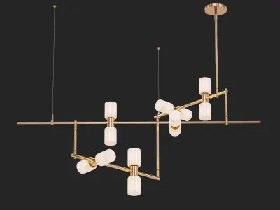 ModernRail modern brass chandelier with four glass shades 3D model