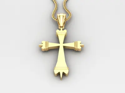 Light Gold 18K Cross Pendant 2CP081 3D print model